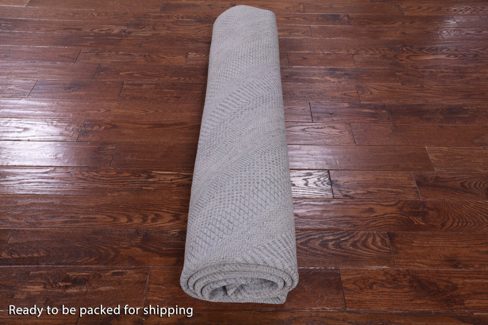 9' 5" X 9' 6" Round Wool and Silk Savannah Grass Hand Knotted Rug Q11450