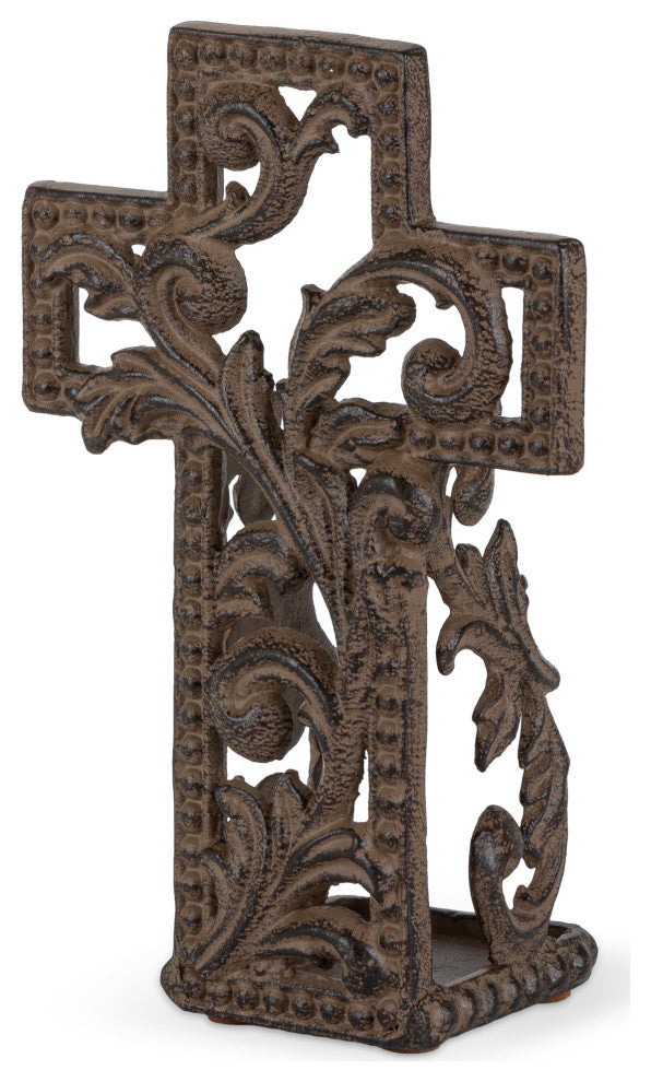 Metal Acanthus Cross Votive