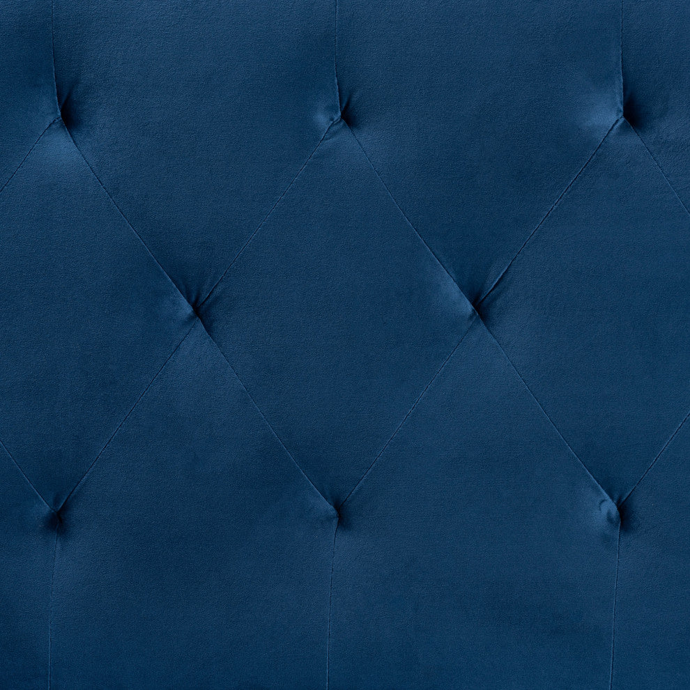 Francesca Modern Velvet Fabric Upholstered Headboard King, Navy Blue