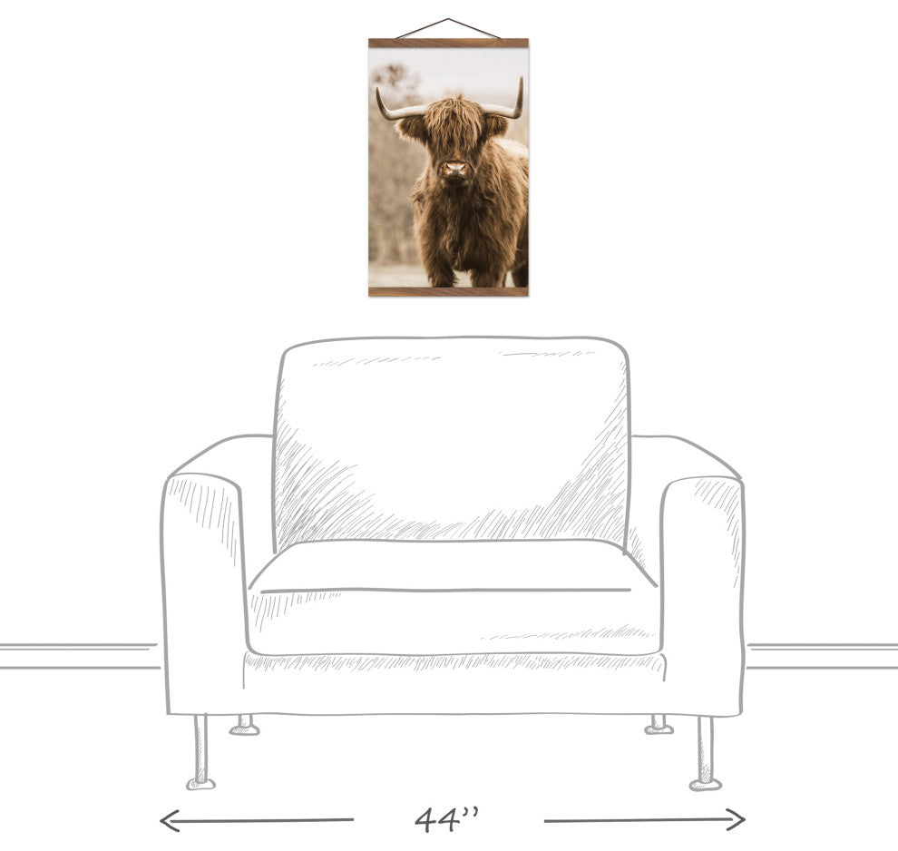 Highland Cow Close Up 12 x 18 Teak Hanging Canvas
