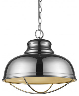 Ansen 1-Light Polished Nickel Pendant With Gloss White Interior Shade