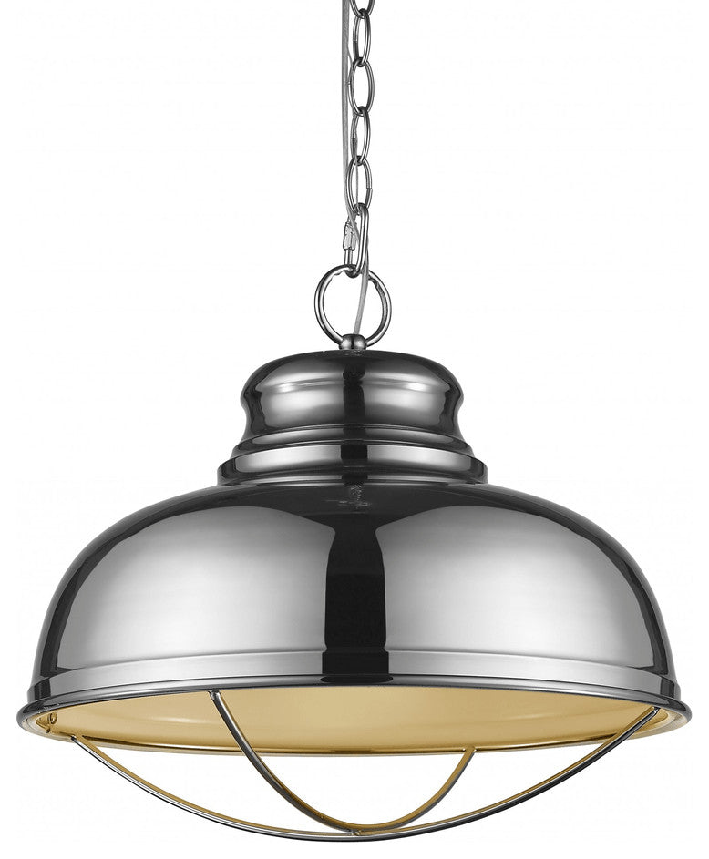 Ansen 1-Light Polished Nickel Pendant With Gloss White Interior Shade