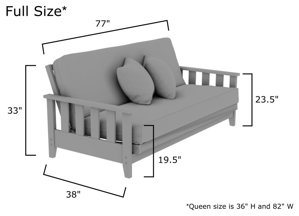 Canby All Wood Futon Frame, Warm Cherry, Queen