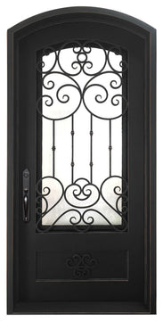 Celosa 46"x96" Wrought Iron Door, 8" Jamb, Aged Bronze Patina, Right Hand
