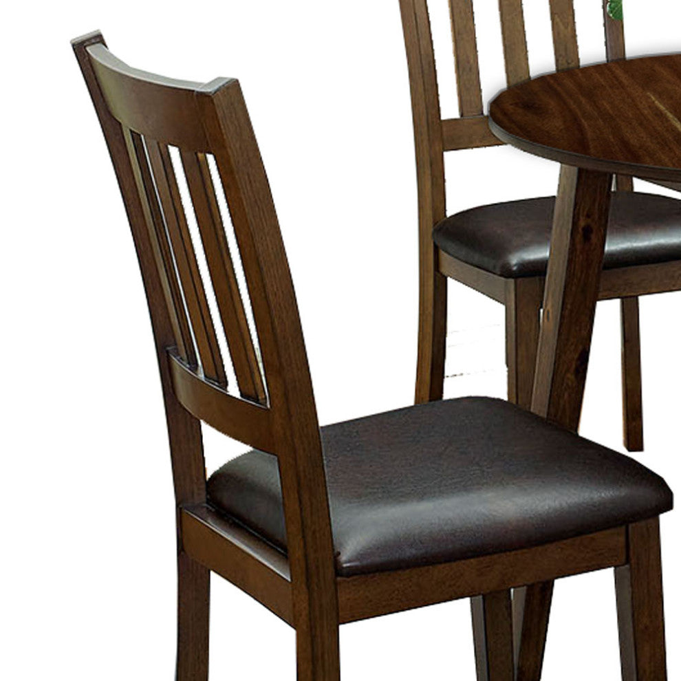Benzara BM236574 Wooden Dining Table, Ladder Back Style Chairs, Set of 5, Brown