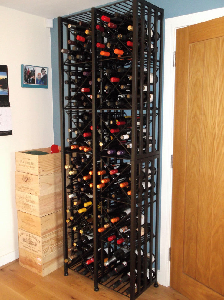 Case and Crate 6 | Metal Bottle Storage | Freestanding Wine Rack, 96 Bottles, Bin