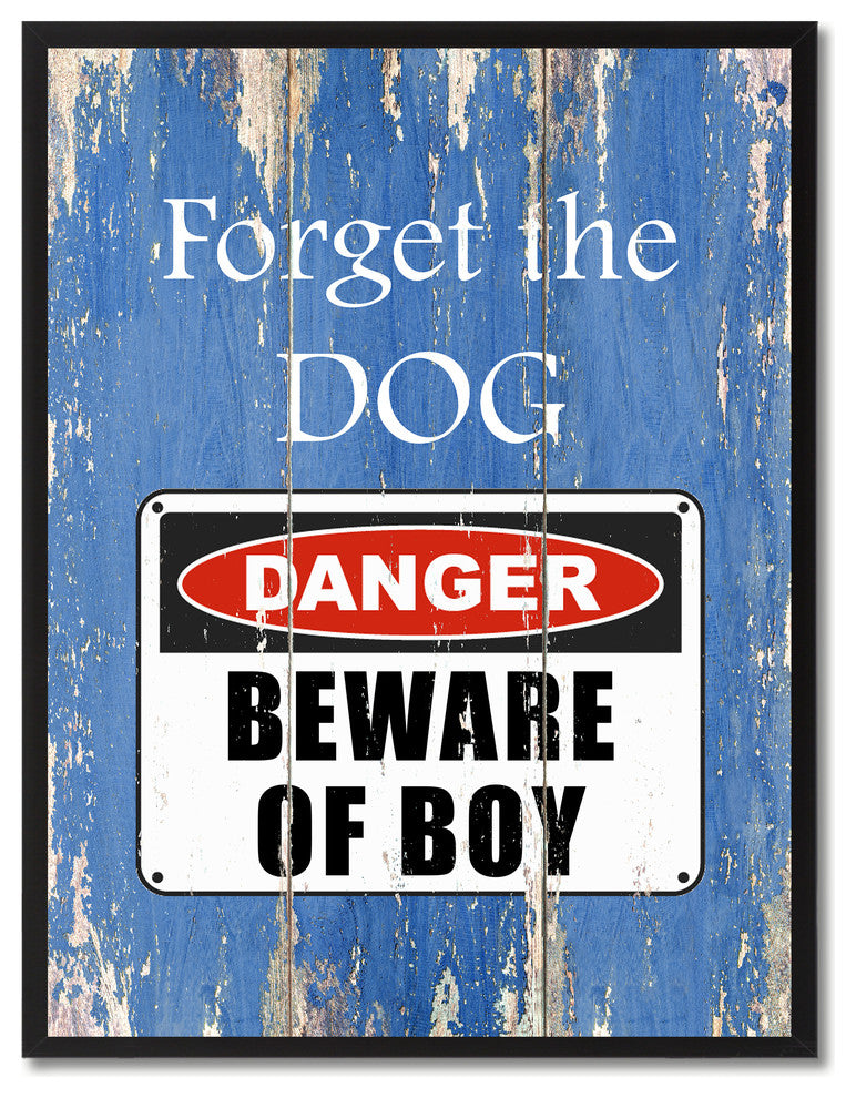 Beware Of Boy Danger Sign, Canvas, Picture Frame, 13"X17"