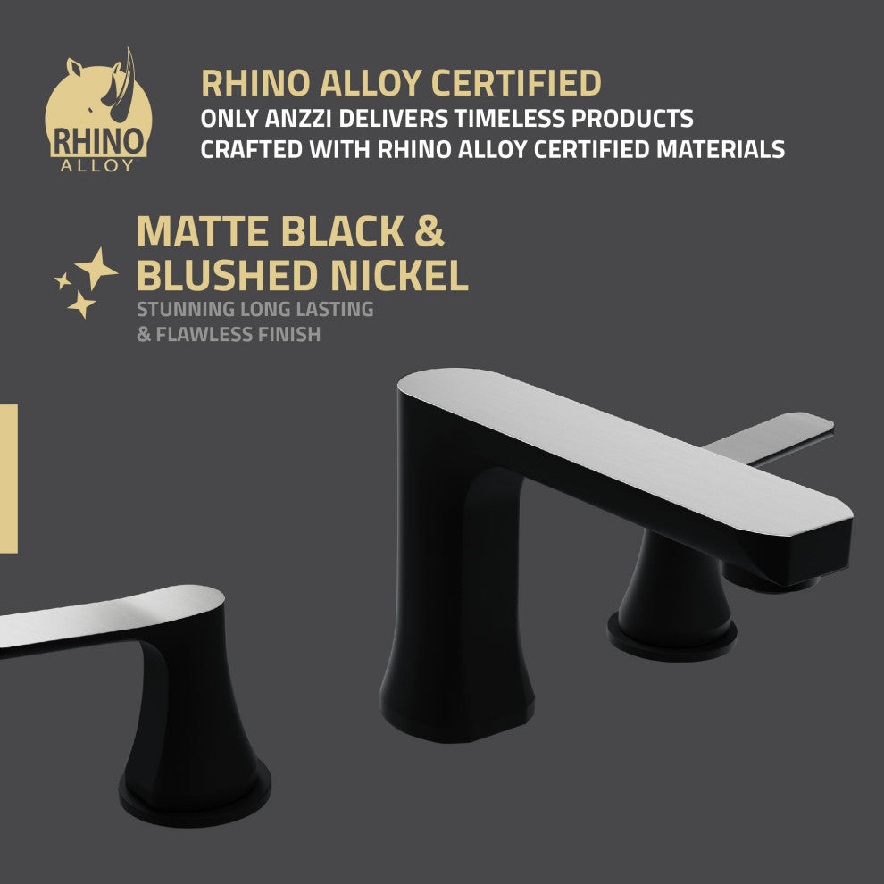 2-Handle 3-Hole Widespread Bathroom Faucet, Matte Black Brushed Nickel