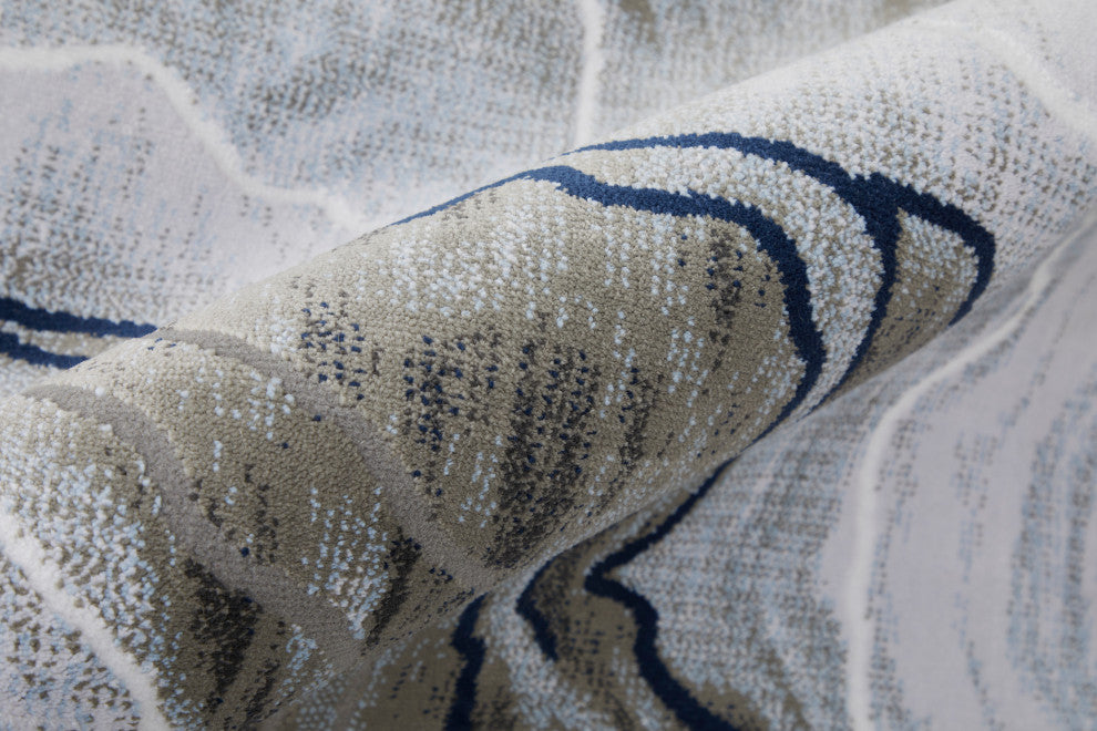 Javers Modern Abstract, Taupe/Gray/Blue, 6'7"x9'6" Area Rug