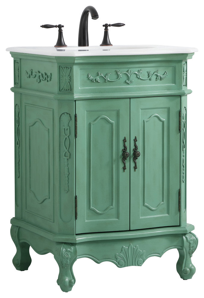 Bathroom Vanity, Vintage Mint, 24", Single Sink