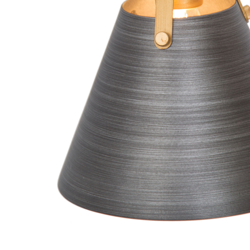 LALUZ 3 Light Brushed Gray and Antique Gold Transitional Vanity Light Bar