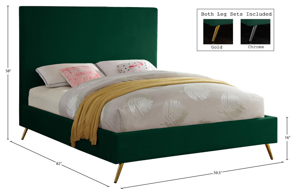 Jasmine Velvet Bed, Green, Full