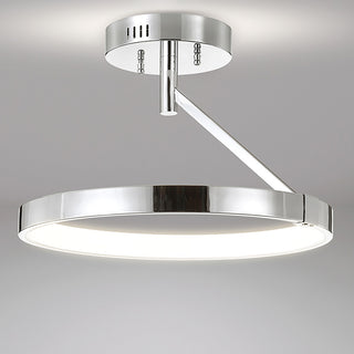 Owen 17.5" Dimmable Integrated Led Metal Semi-Flush Mount, Chrome
