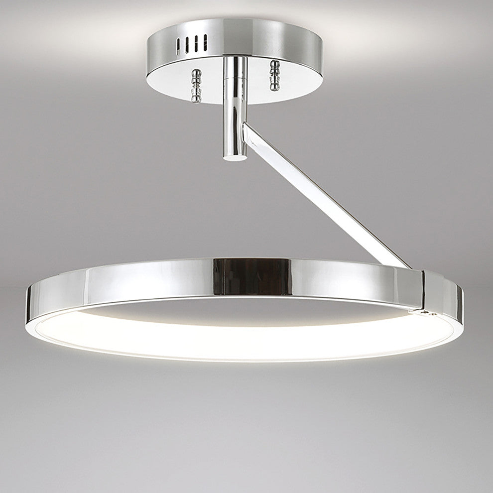 Owen 17.5" Dimmable Integrated Led Metal Semi-Flush Mount, Chrome