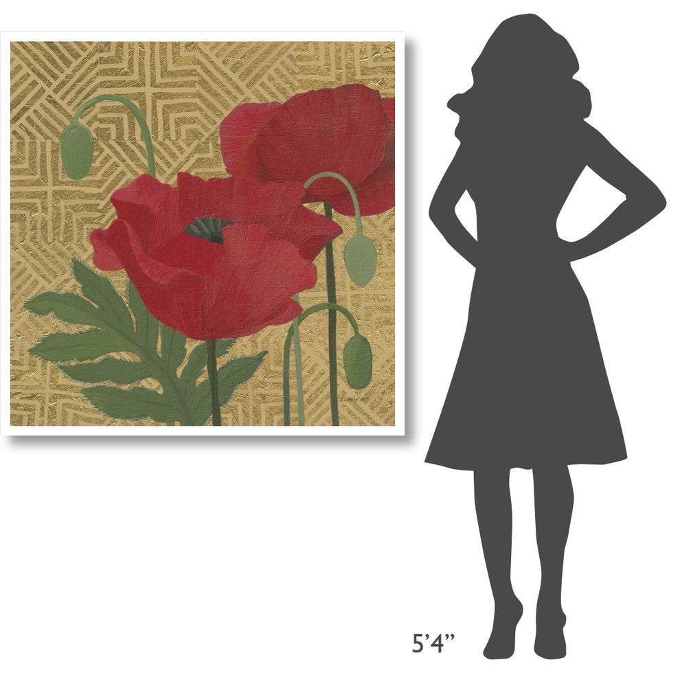 "More Poppies with Pattern" Digital Paper Print by Kathrine Lovell, 42"x42"