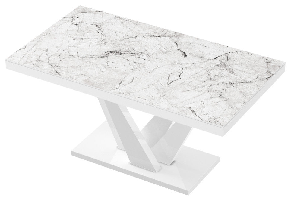 CHARA Extendable Dining Table, Venatino/White