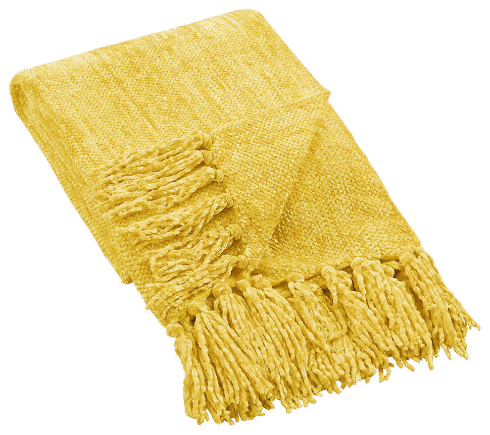 Crystal Chenille Jumbo Throw Blanket, Primrose Yellow