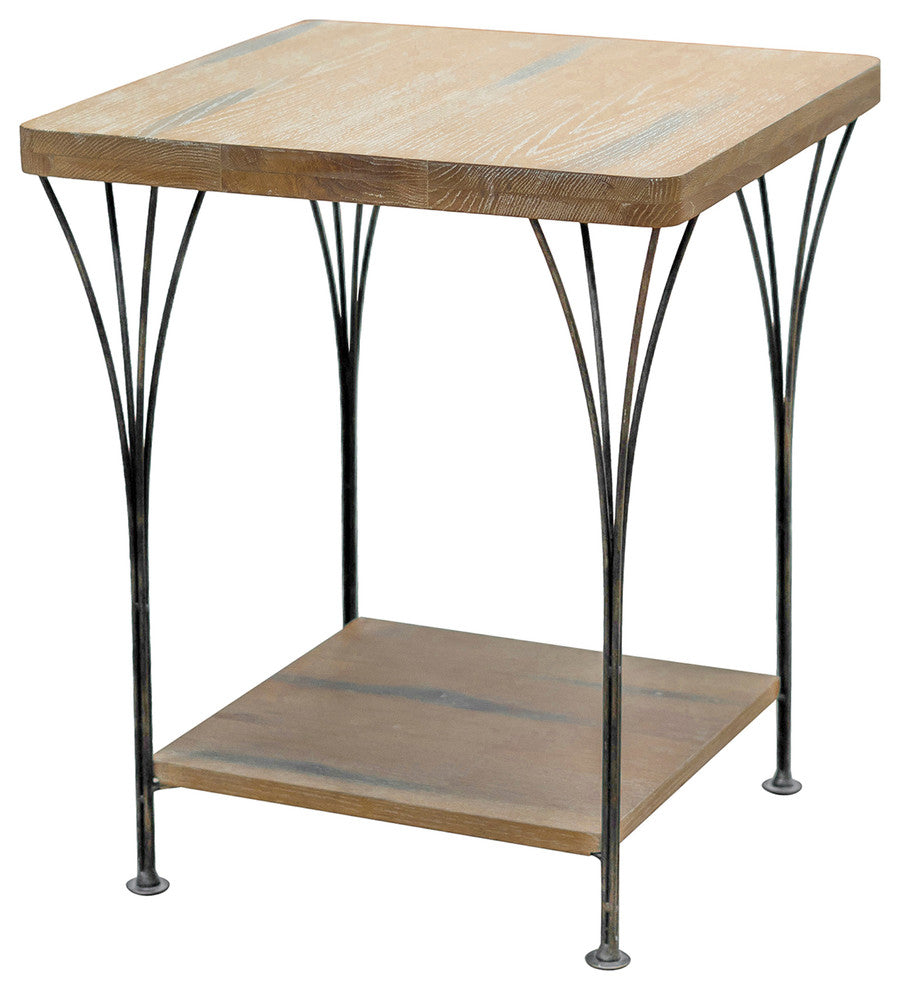 Thetford 21" Weathered Natural Wood and Metal End Table