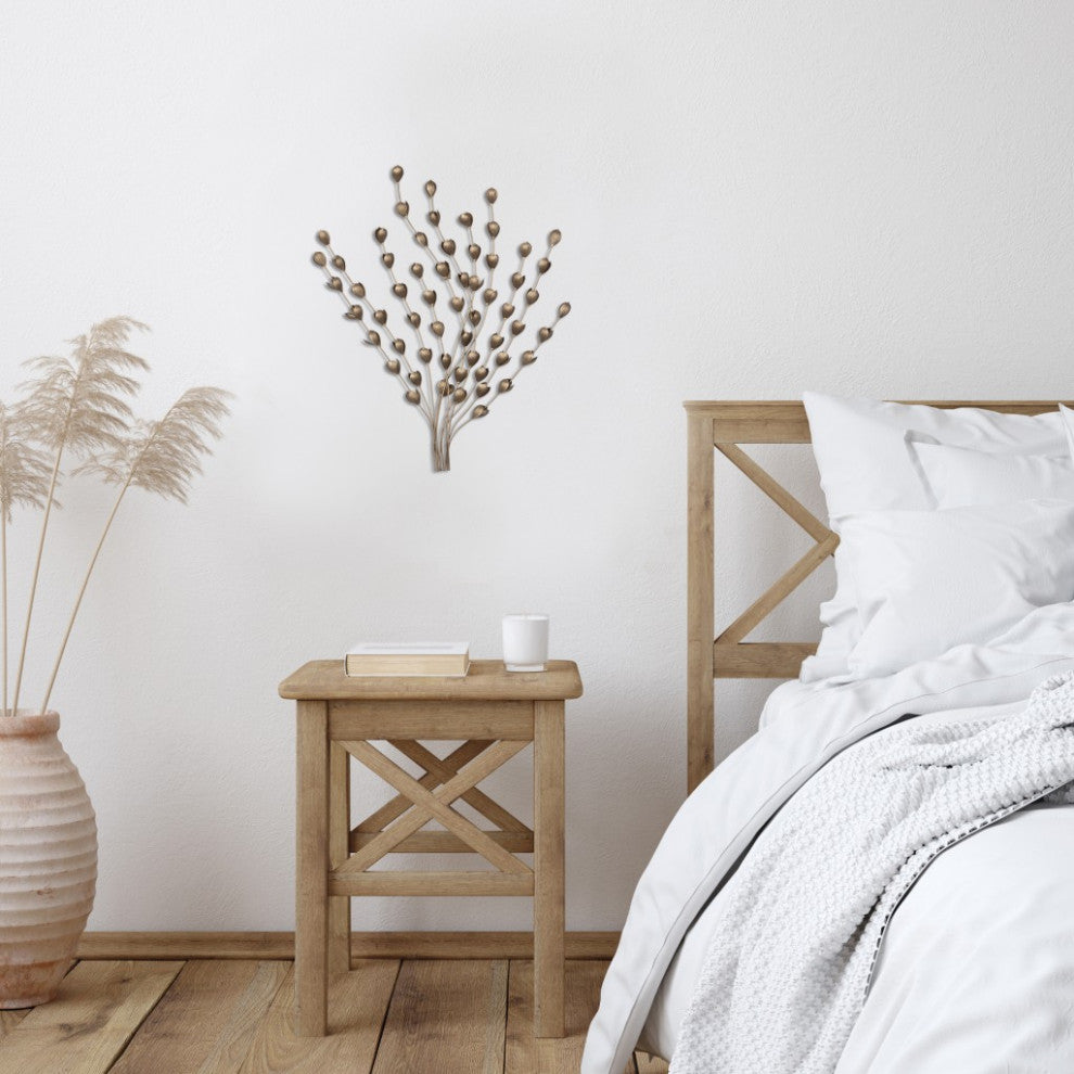Gold Metal Leaf Bunch Wall D"cor