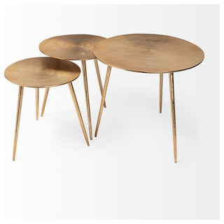 Reva III (Small) Gold Cast Aluminum 3-Legged Round Accent Table