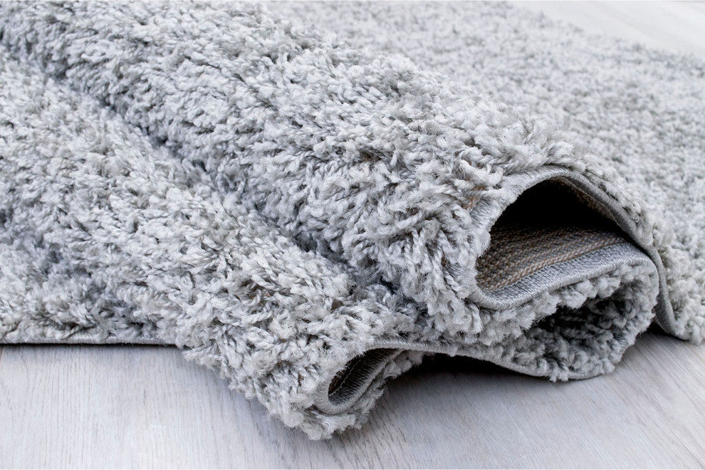 Zafirah Contemporary Area Rug, Solid Silver