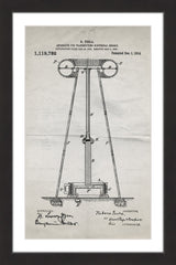 "Tesla Coil 1914 Old Paper" Framed Painting Print