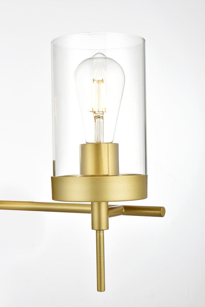 4 Light Brass And Clear Bath Sconce