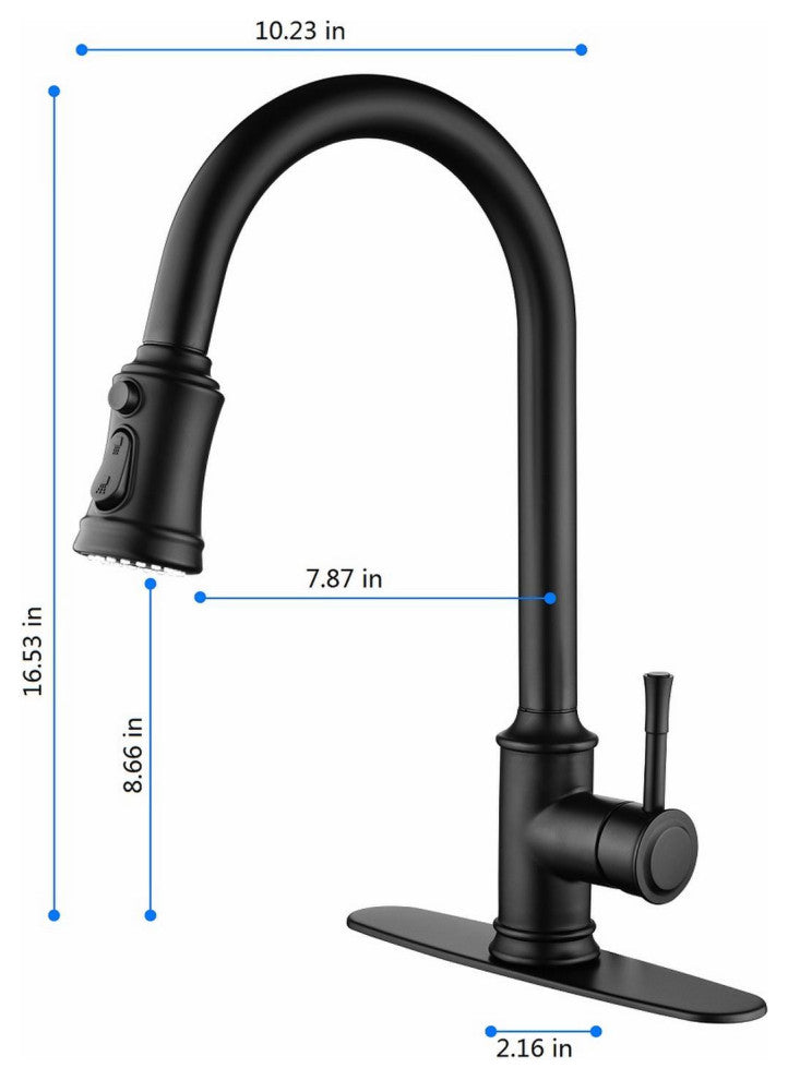 Touch Kitchen Sink Faucet With Pull Down Sprayer, Single-Handle, Matte Black