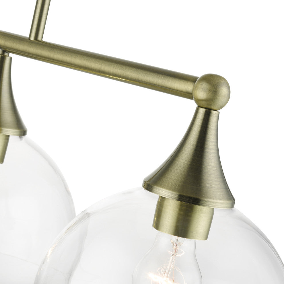 3 Light Antique Brass Linear Chandelier