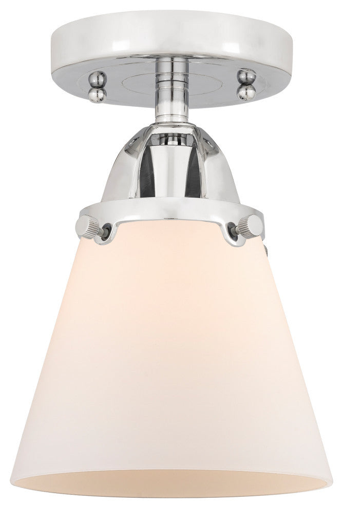 Small Cone Semi-Flush Mount, Polished Chrome, Matte White, Matte White