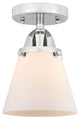 Small Cone Semi-Flush Mount, Polished Chrome, Matte White, Matte White