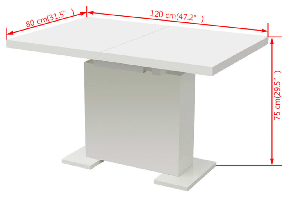 vidaXL Extendable Dining Table High Gloss White