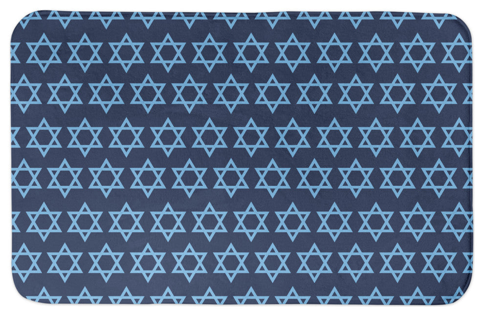 Blue Star of David Pattern 34x21 Bath Mat