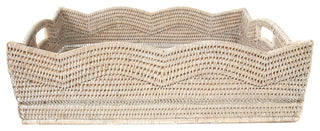 Artifacts Rattan™ Scallop Collection Rectangular Storage Basket, White Wash