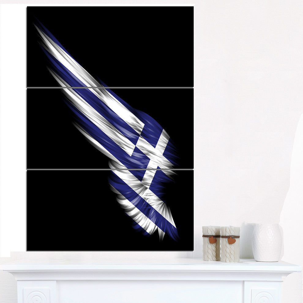 "Wing With Greece Flag" Digital Metal Wall Art, 3 Panels, 28"x36"