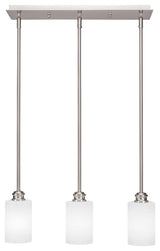 Edge 3-Light Linear Pendalier, Brushed Nickel/White Matrix