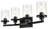 4 Light Black And Clear Bath Sconce