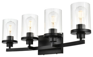 4 Light Black And Clear Bath Sconce