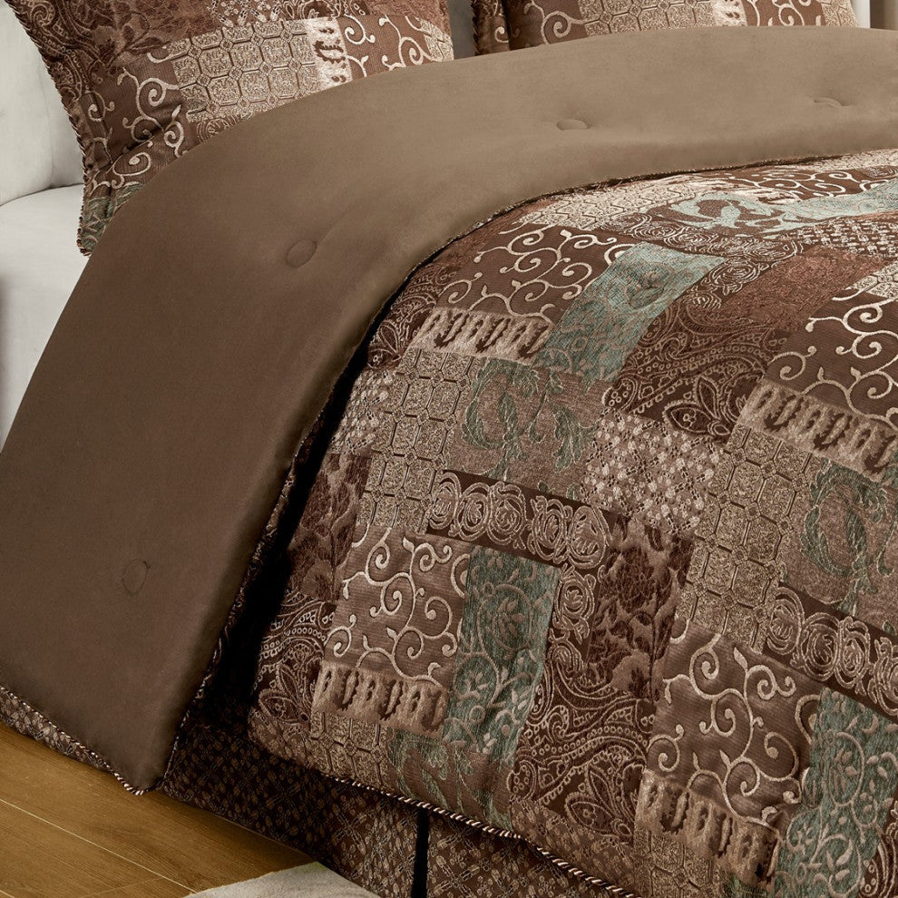 Croscill Classics Galleria 4 Piece Red Comforter Set, Brown