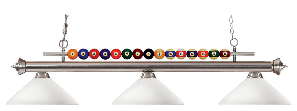 Shark Collection 3 Light Billiard Light in Brushed Nickel Finish