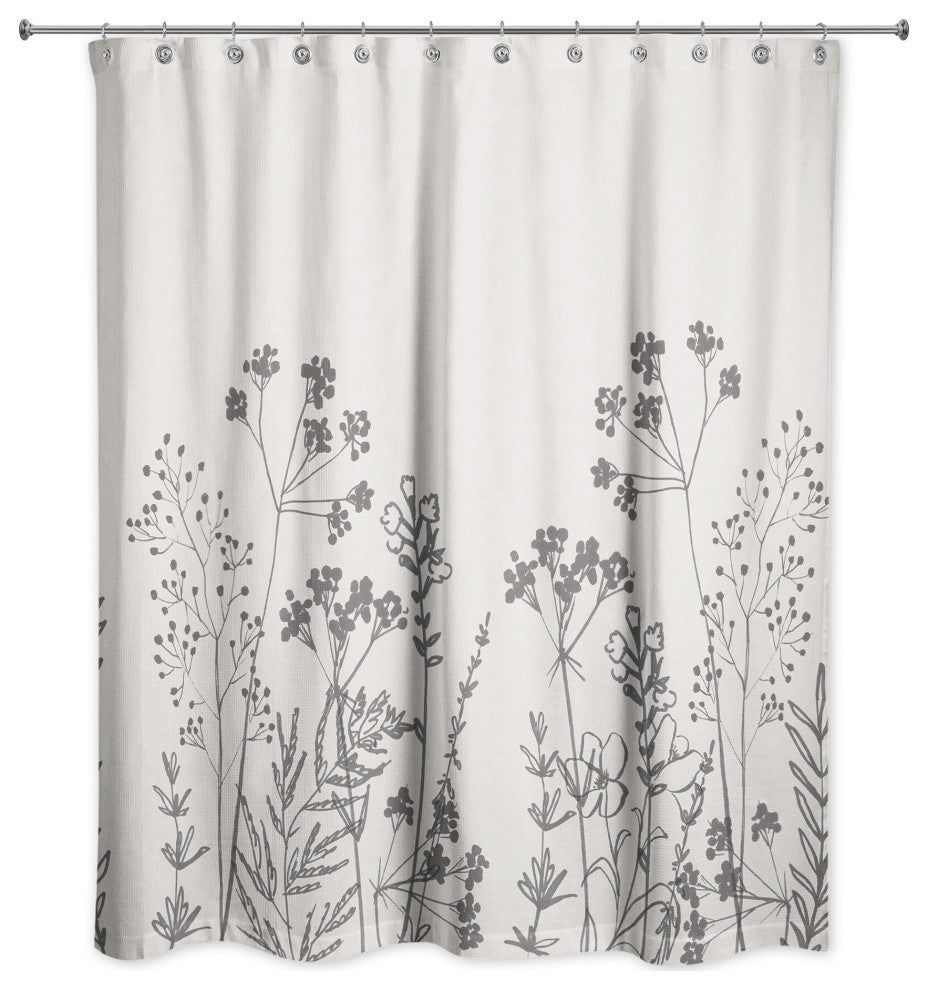 Sketched Florals 71"x74" Shower Curtain