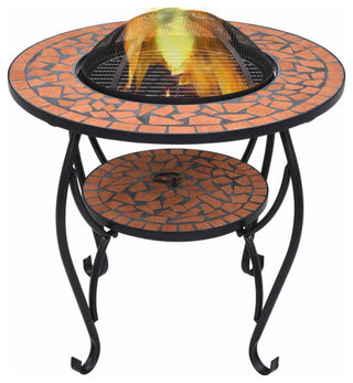 vidaXL Mosaic Fire Pit Table Terracotta 26.8" Ceramic