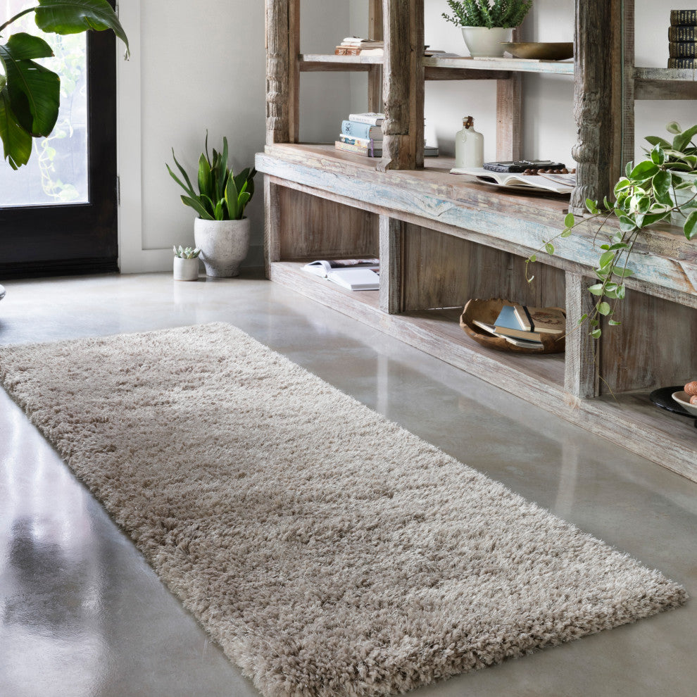 Hand Tufted Polyester Mila Shag Area Rug by Loloi II, Taupe, 2'3"x3'9"