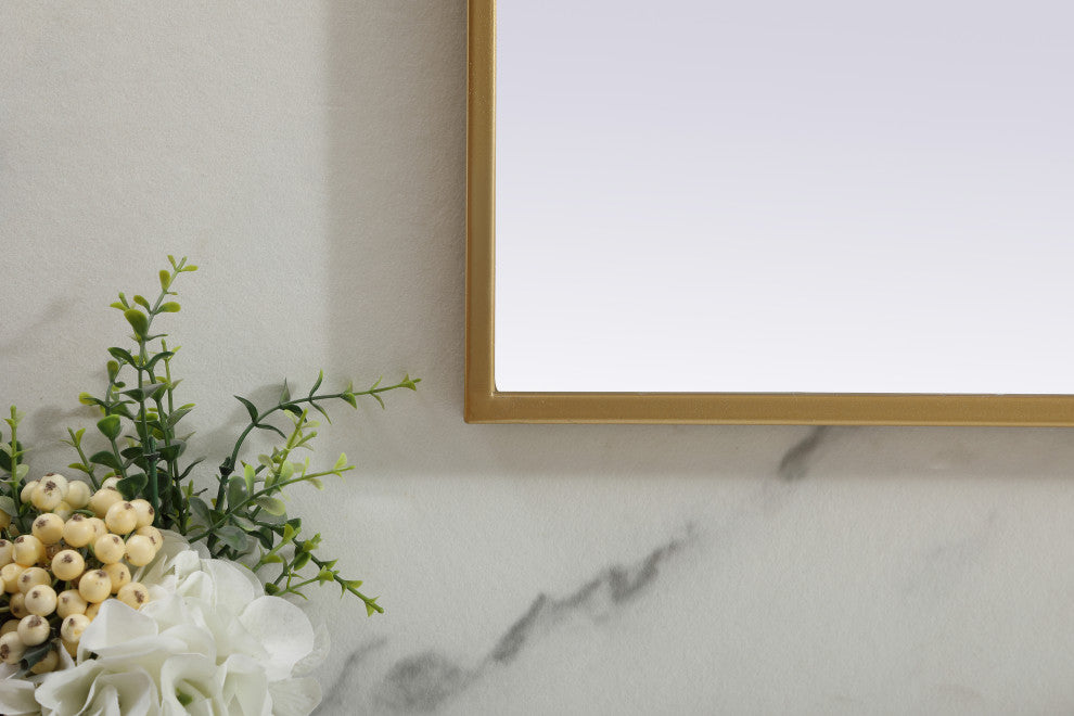Metal Frame Arch Mirror 40X38 Inch, Brass