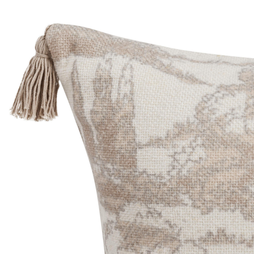 Stonework 22" Cotton Linen Blend Throw Pillow, Beige