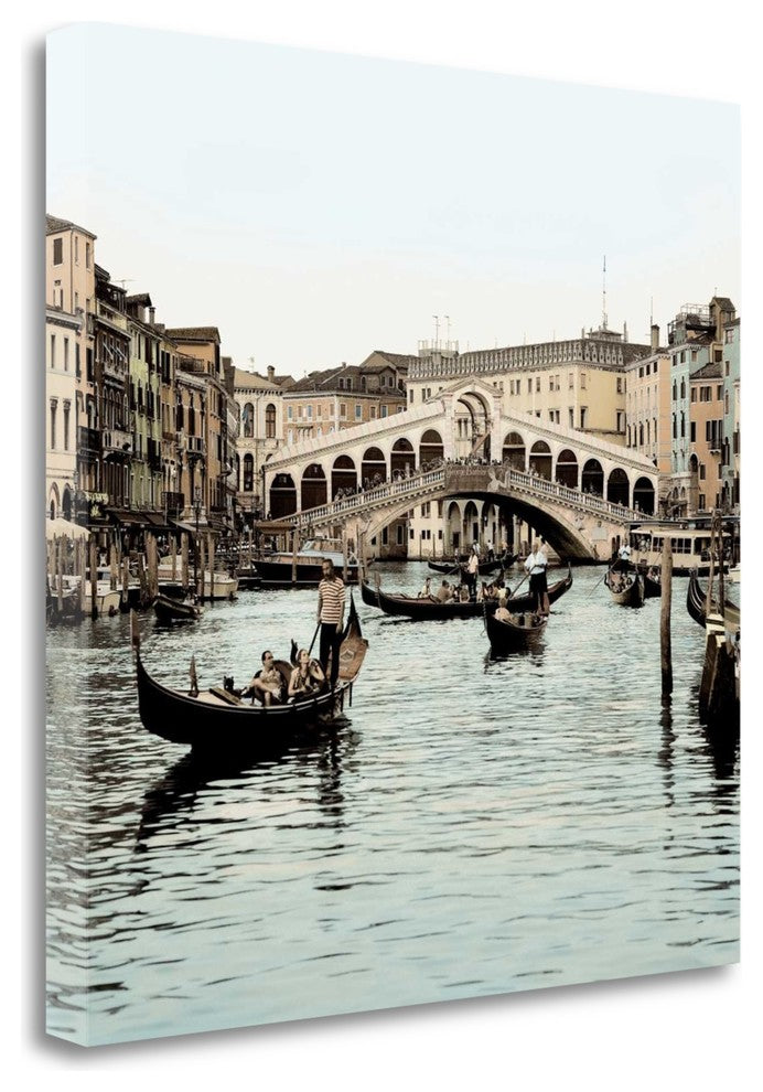 "Ponte Rialto Con Gondolas" By Alan Blaustein, Giclee on Gallery Wrap Canvas