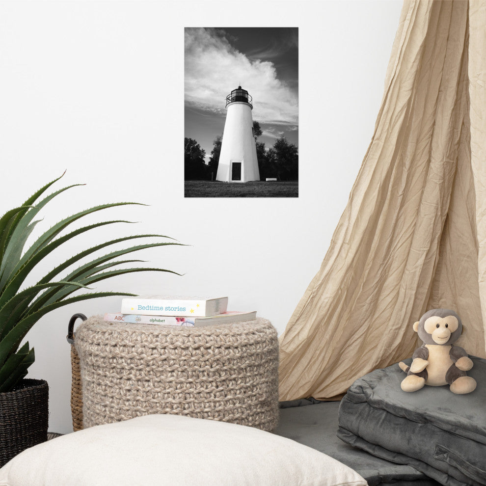 Touch the Sky Landscape Photo, Lighthouse Unframed Wall Art Print, 12" X 18"