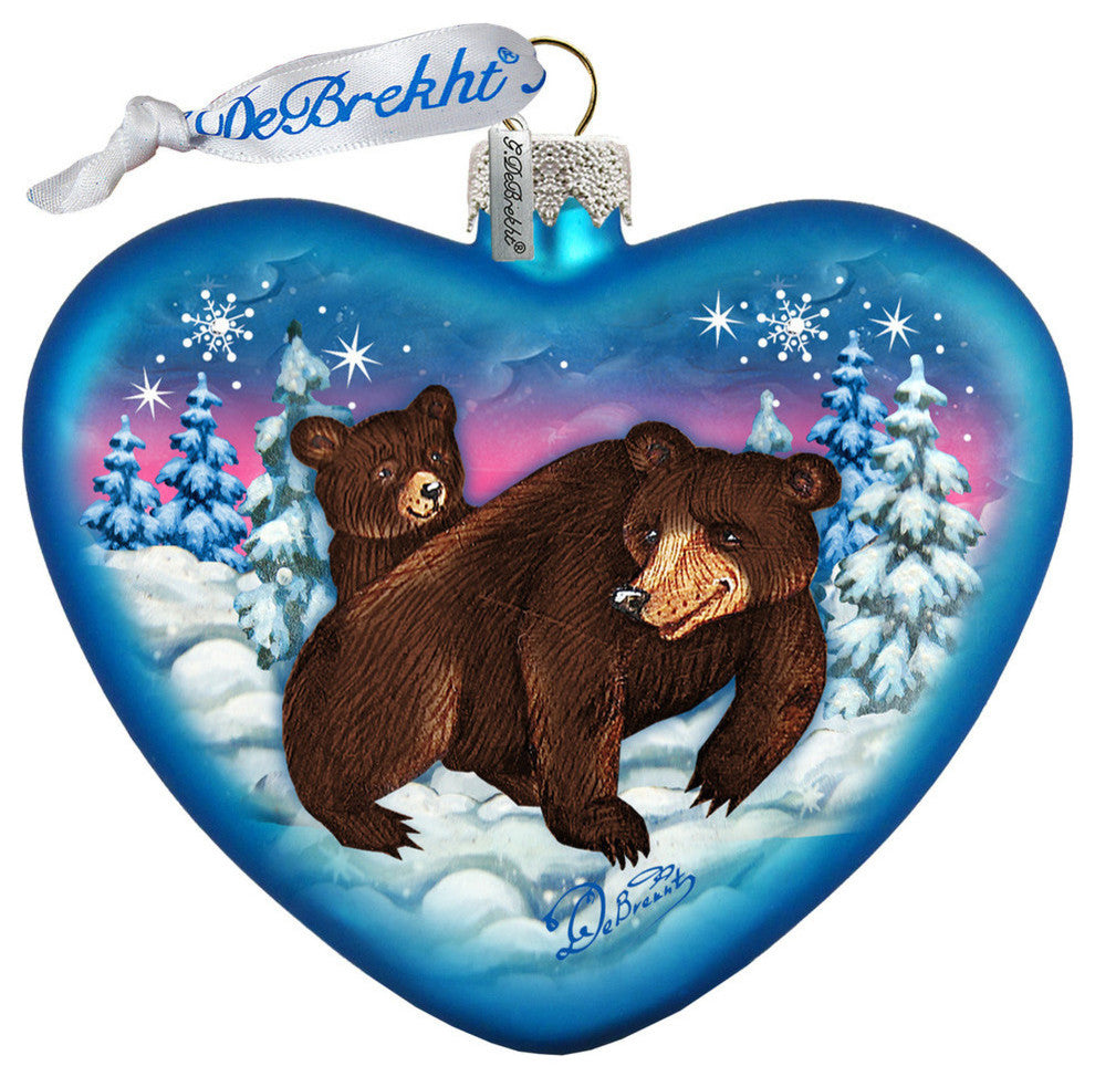 Black Bears Family Hart Glass