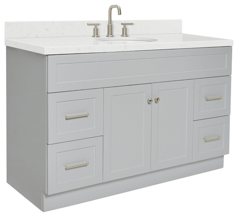 Ariel Hamlet 54" Single Oval Sink Bathroom Vanity, Carrara Quartz