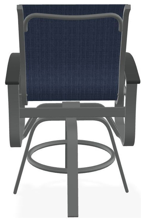 Belle Isle Sling Balcony Height Outdoor Swivel Chair, Mavi/Graphite